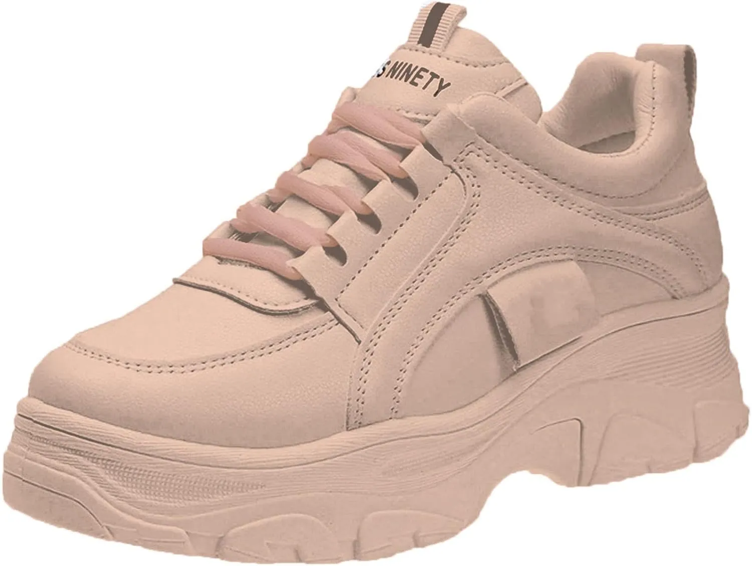 YSMIIH Women Platform Chunky Sneakers Lace up Silver White Cosy Athletic Sports Walking Shoes