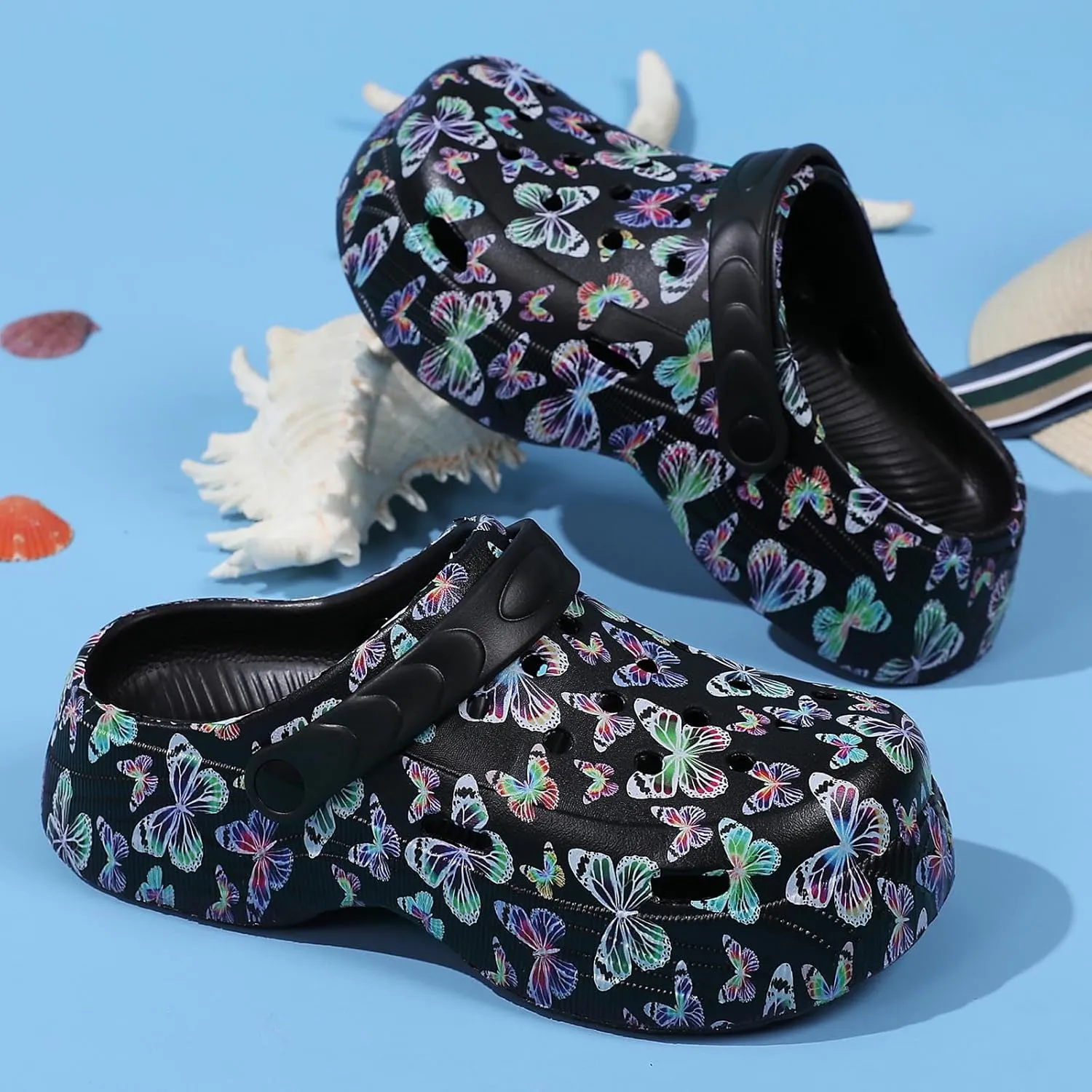 YUKTOPA Women's Platform Clogs Slip On Garden Shoes Lightweight Non Slip Beach Pool Sandals Indoor Outdoor Walking Slippers