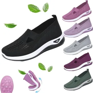 Zapatos Ortopédicos para Mujer, Women's Woven Orthopedic Breathable Soft Sole Shoes, Go Walking Slip On Diabetic Foam Sneaker, Casual Comfortable