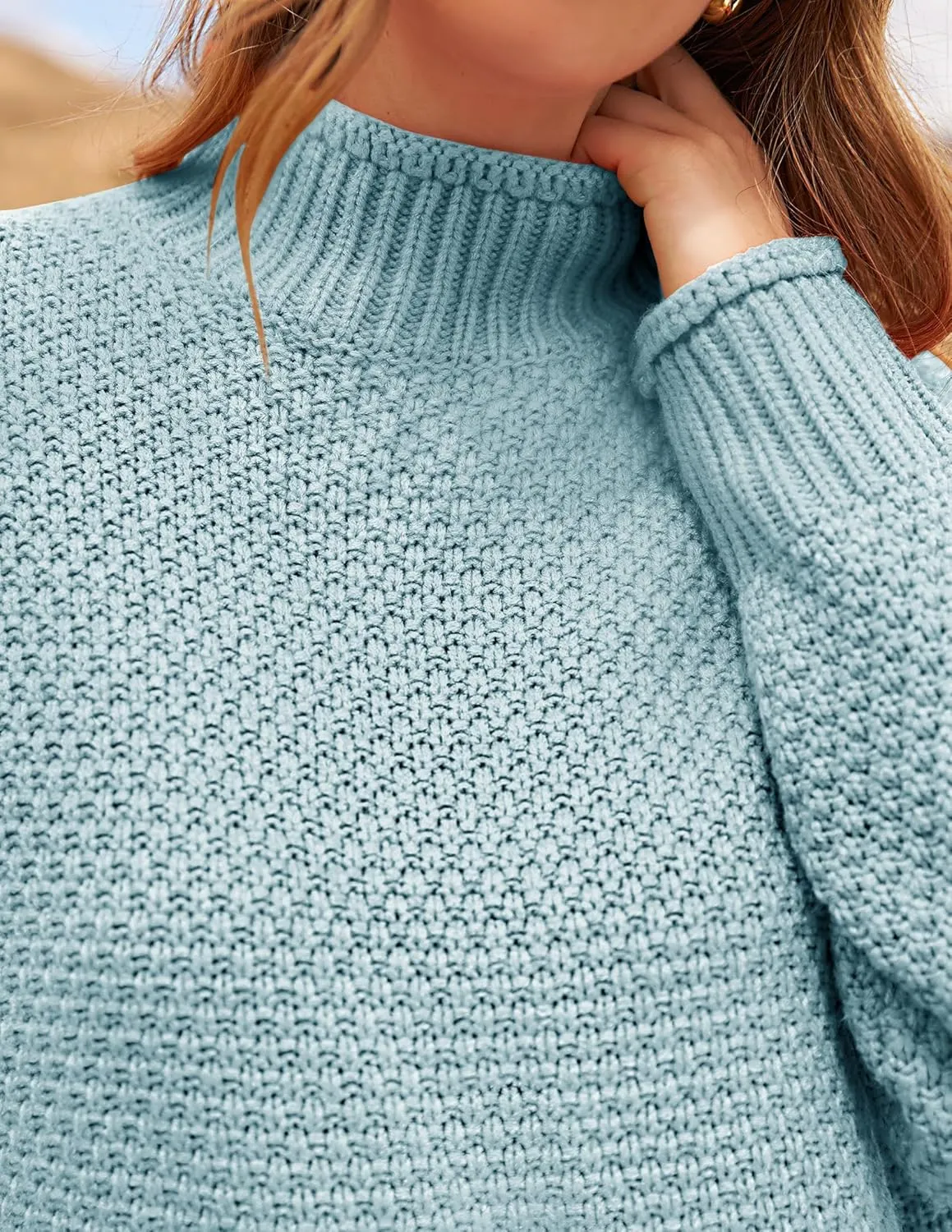ZESICA Women's Turtleneck Batwing Sleeve Loose Oversized Chunky Knitted Pullover Sweater Jumper Tops