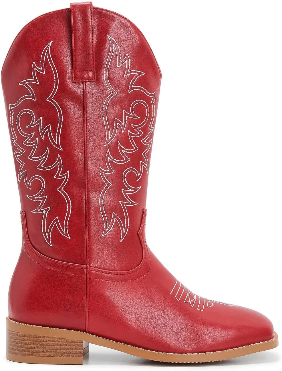 ZXHYZLZ Western Cowboy Boots for Women - Mid Calf Embroidered Cowgirl Boots, Slip On Pointed Toe Chunky Heel Fashion Retro Classic Boots