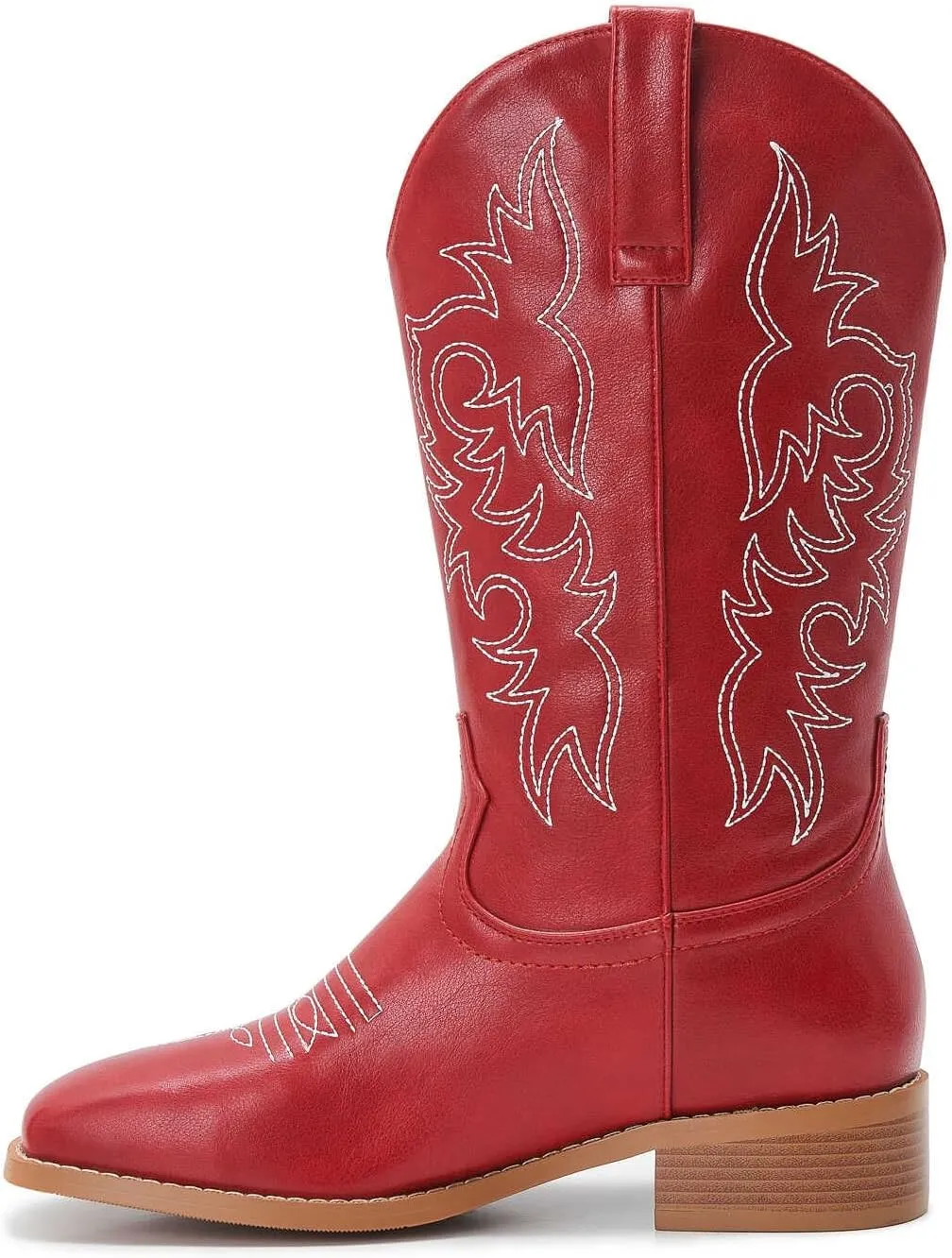 ZXHYZLZ Western Cowboy Boots for Women - Mid Calf Embroidered Cowgirl Boots, Slip On Pointed Toe Chunky Heel Fashion Retro Classic Boots